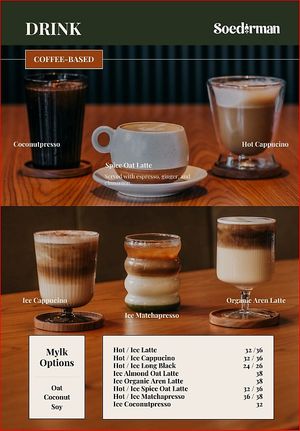 Our specialty coffee with plant-mylk options (Coconut, Soy or Oat) at Soedirman Coffee & Eatery in Bandung