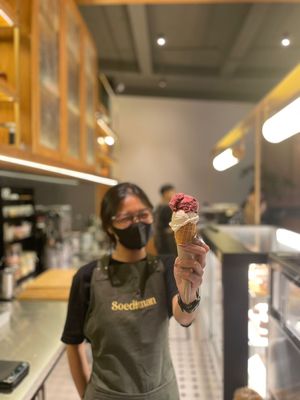 100% Vegan, Gluten-Free, Artificial Free Ice Cream (Vanilla, Black Sesame, Mix Berry, MangoPassion, Chocolate) at Soedirman Coffee & Eatery in Bandung