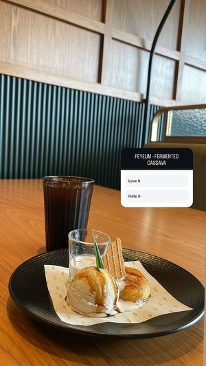 Fermented Cassava (Local Delicacy) with Vanilla Ice Cream, Coconut cream and Aren Syrup at Soedirman Coffee & Eatery in Bandung