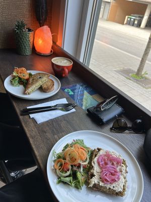 Delicious sandwich, falafel waffle with hummus and coffee ☕️❤️  at Maloca Coffee & Food in Bodo