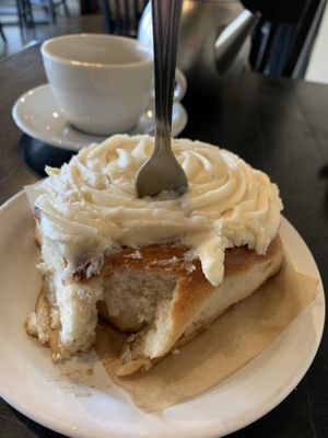 Cinnabon - all pastries are vegan at this cafe :) at Wandering Goat Coffee Co. in Eugene