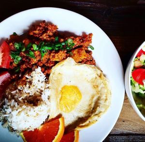 Corned beef silog (vegan) at Chef Reina in Brisbane