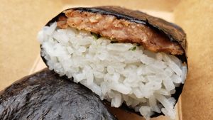 Vegan spam musubi made with Omnipork!  at Chef Reina in Brisbane