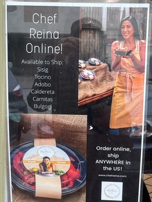 front of store window at Chef Reina in Brisbane
