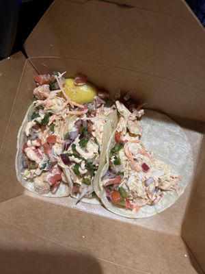 Shrimp tacos 7/10  at Chef Reina in Brisbane