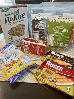 Variety snacks.  Some are hard to find in other markets  at Urthly Vegan Market in Garden Grove