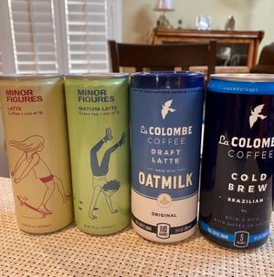 Variety of yummy coffee drinks, hard to find at other places at Urthly Vegan Market in Garden Grove