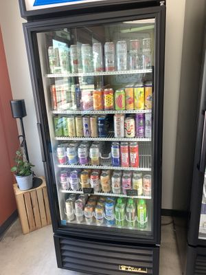 Drinks in cooler at Urthly Vegan Market in Garden Grove
