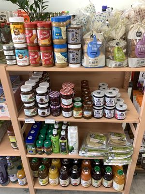 Spreads, bagels, and juice at Urthly Vegan Market in Garden Grove