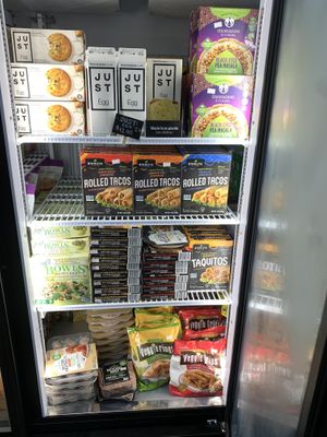 Frozen food section 2 at Urthly Vegan Market in Garden Grove