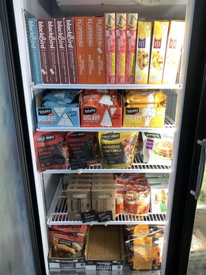 Frozen food section 3 at Urthly Vegan Market in Garden Grove