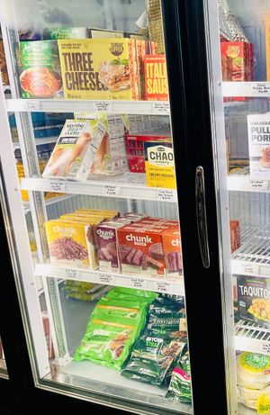 Frozen foods   at Urthly Vegan Market in Garden Grove