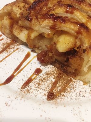 Amazing apple strudel!! at Loving Hut in Madrid
