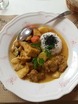 Setain curry at Loving Hut in Madrid