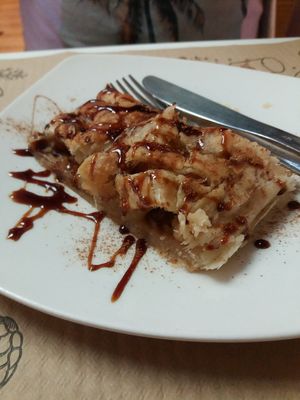 Apple strudel at Loving Hut in Madrid