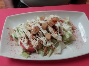 Tofu salad at Loving Hut in Madrid