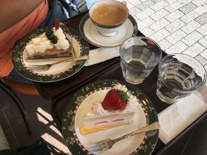 Strawberry Cake and Blueberry Tart at Marbre Vegan in Tokyo