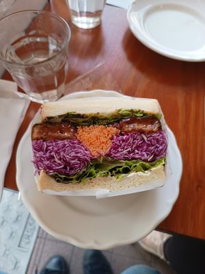Vegan katsu sandwich at Marbre Vegan in Tokyo