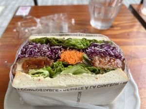 Katsu sandwich  at Marbre Vegan in Tokyo