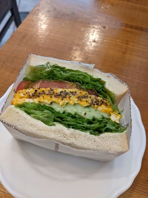 Egg sandwich at Marbre Vegan in Tokyo