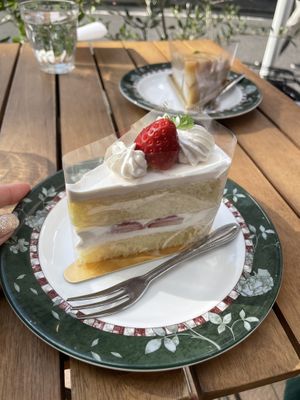 Strawberry cream cake  at Marbre Vegan in Tokyo