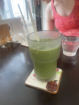 Iced matcha soy latte  at Marbre Vegan in Tokyo