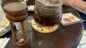 Early grey tea with the hourglass. Nice touch!  at Marbre Vegan in Tokyo