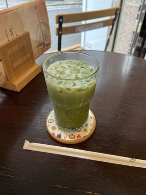 Iced matcha lattee  at Marbre Vegan in Tokyo