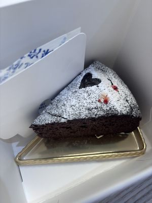 chocolate ganache cake- tasted like a moist brownie!  at Marbre Vegan in Tokyo