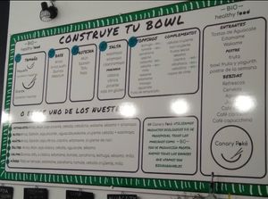 Menu at Canary Poké in Tenerife