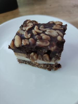 Vegan snickers cake at Paradise Food in Skopje