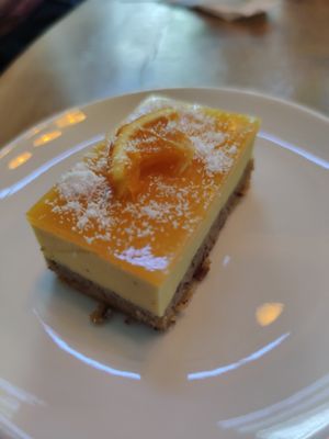 Vegan orange cheesecake at Paradise Food in Skopje