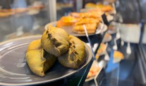 Lentil carrot curry samosas   at Paradise Food in Skopje