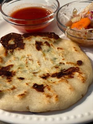 Vegan jalapeno and cheese pupusa! at Tias in St George