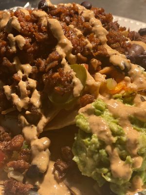 Vegan ground "meat" nachos at Tias in St George