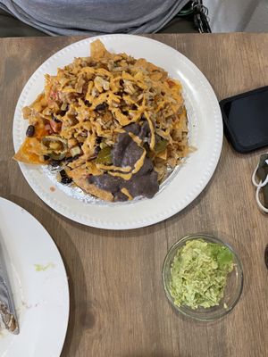 Vegan chickin’ nachos (guac on side) at Tias in St George