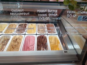 The vegan end of the cabinet at Duck Island Ice Cream in Auckland