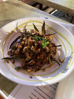 Kata Meta Okra and Aloo Lentil Sauce at Spice Kraft Indian Bistro in Alexandria