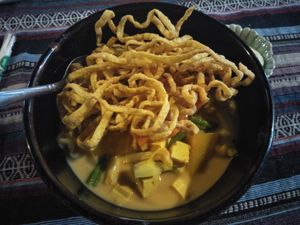 Khao soi at Vegan Society in Chiang Mai