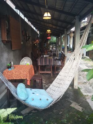 Seating area at Vegan Society in Chiang Mai