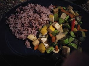 Tofu eggplant stir fry  at Vegan Society in Chiang Mai