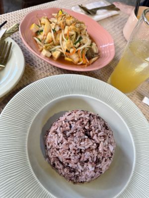 Tofu wirh Kimchi and Rice  at Vegan Society in Chiang Mai