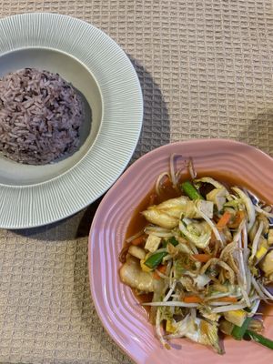 Kimchi and tofu - amazing!  at Vegan Society in Chiang Mai