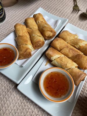 Crispy spring rolls!  at Vegan Society in Chiang Mai