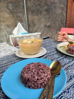 massaman curry with rice  at Vegan Society in Chiang Mai