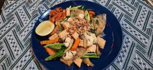 Pad See Ew with added kimchi at Vegan Society in Chiang Mai