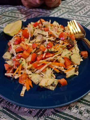 Tea leaf salad at Vegan Society in Chiang Mai