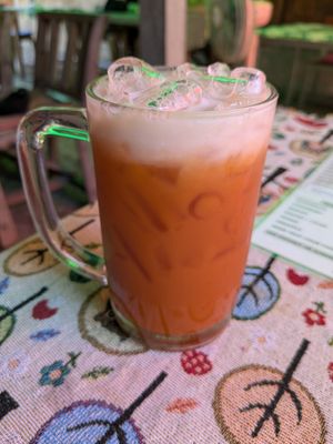 Iced Thai Tea with Almond Milk at Vegan Society in Chiang Mai