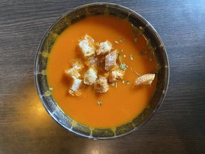 Creamy tomatoes soup with hints of orange. Perfect!  at Red Room Rendezvous 紅房餐酒館 in Taipei