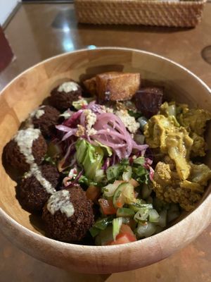 Falafel salad. The dressing is delicious. But the salad is a bit airy- more lettuce and air than vegetables.   at Red Room Rendezvous 紅房餐酒館 in Taipei